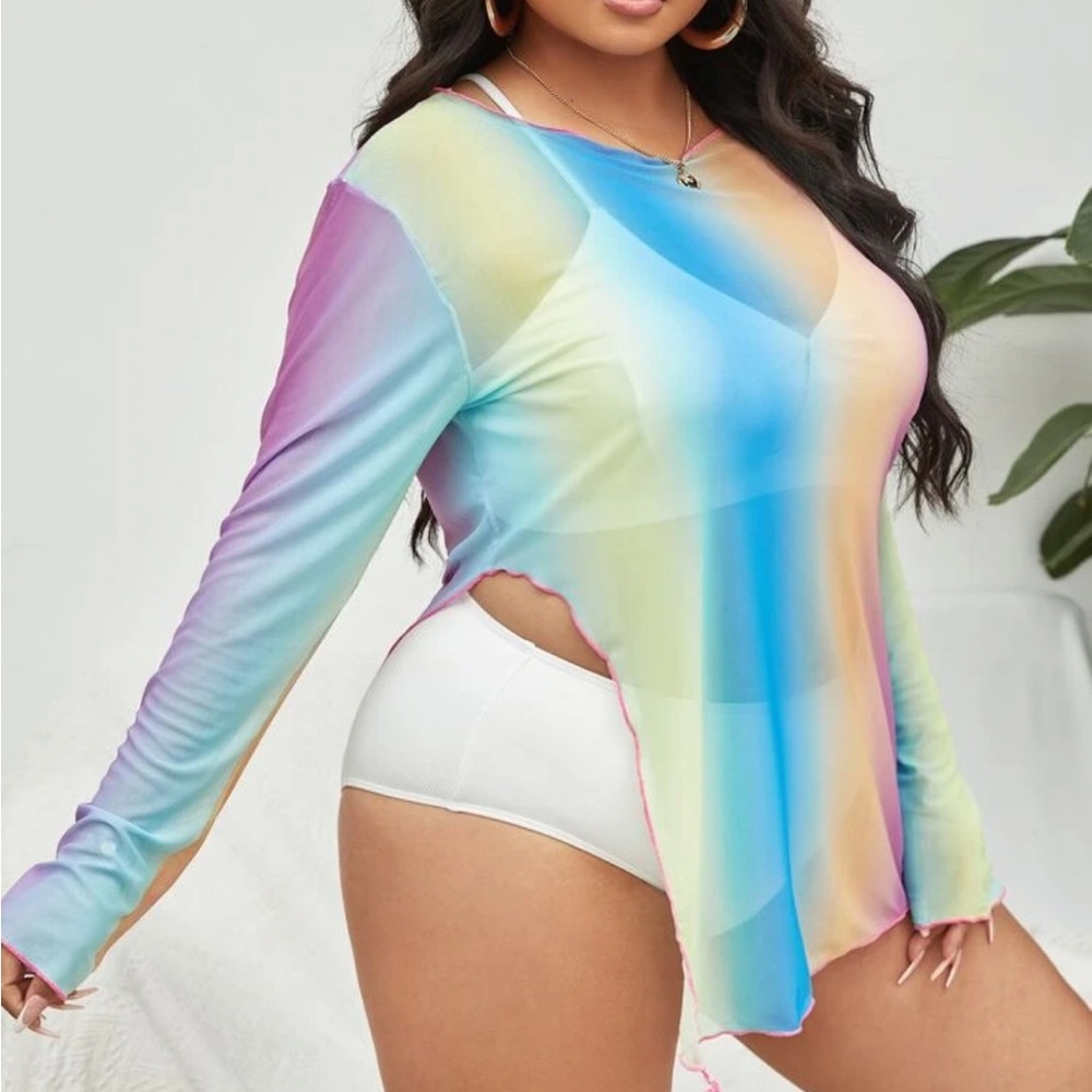 3pack Plus Plain Bikini Swimsuit & Split Cover Up